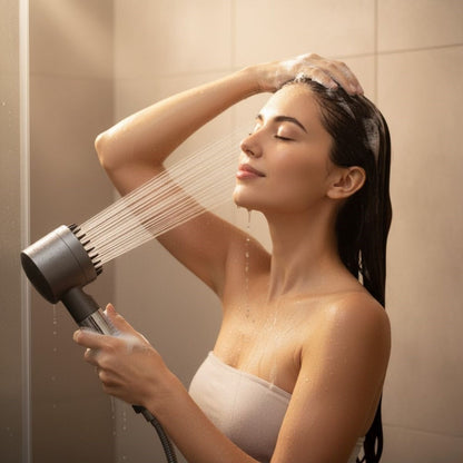 BUFFER® 3 Kademeli Turbo Basınçlı Masaj Başlıklı Silikon Fırçalı Duş Başlığı – Yüksek Basınçlı Su Tasarruflu Duş Başlığı