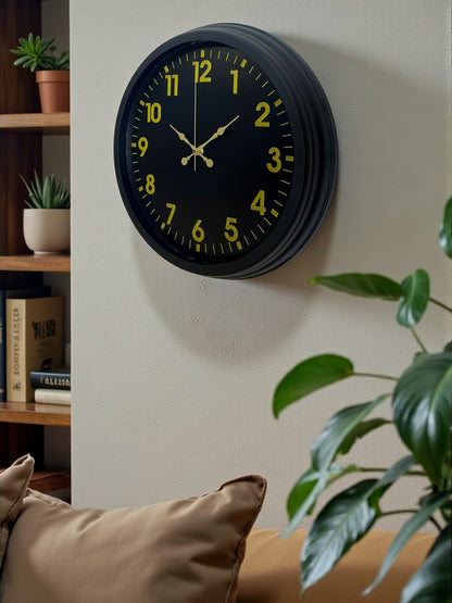 Siyah Standart 40 Cm Metal Dekoratif Duvar Saati