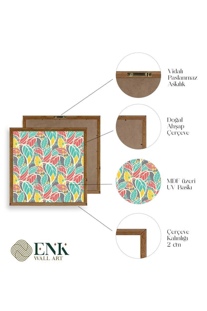 Yaprak Ahşap Çerçeveli Tablo 50 x 50