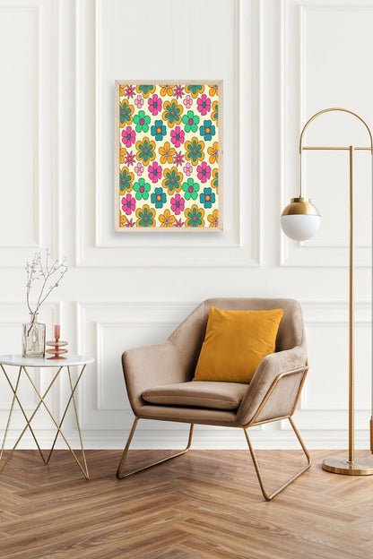 Çiçekler Ahşap Çerçeveli Tablo 30 x 42