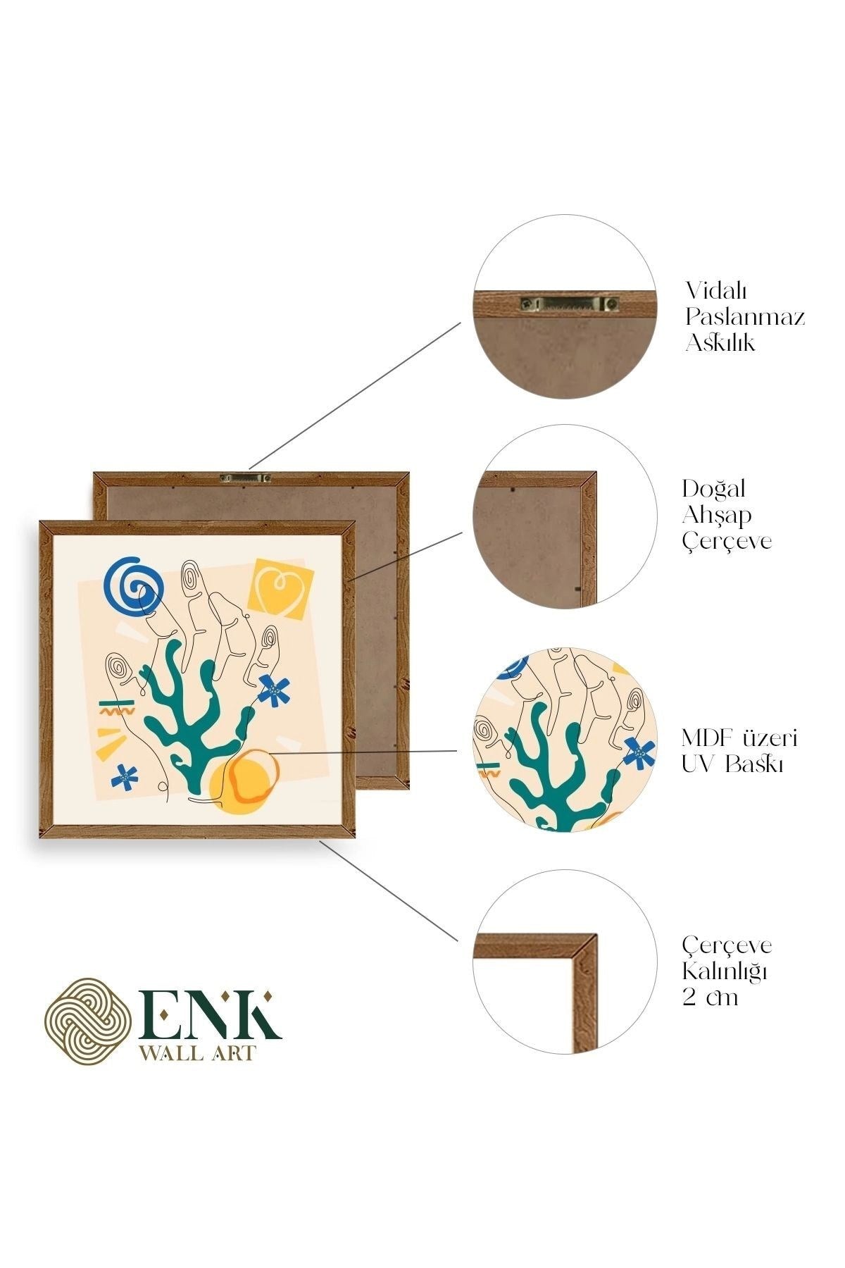 Deniz Ahşap Çerçeveli Tablo 50 x 50