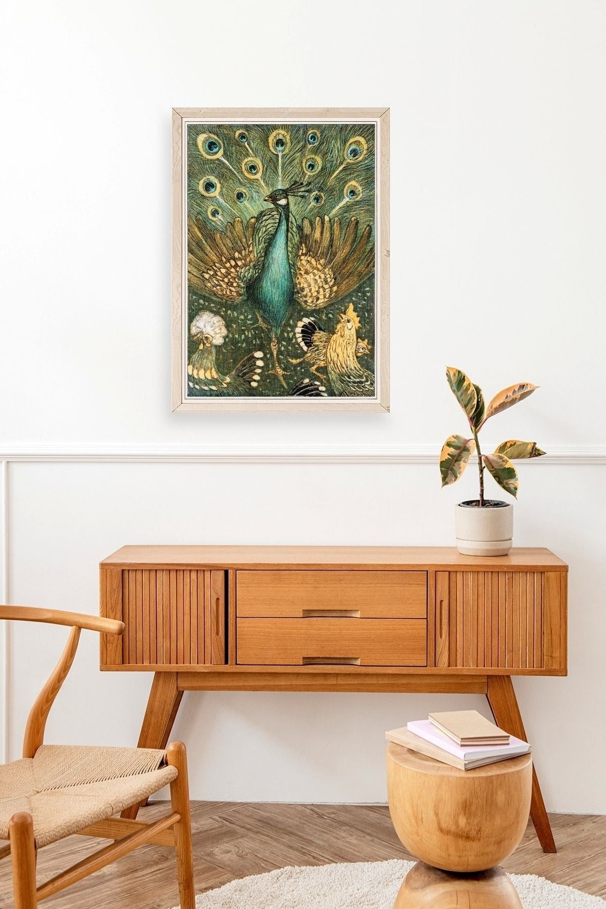 Nouveau Vintage Peacock Ahşap Çerçeveli Tablo 50 x 70