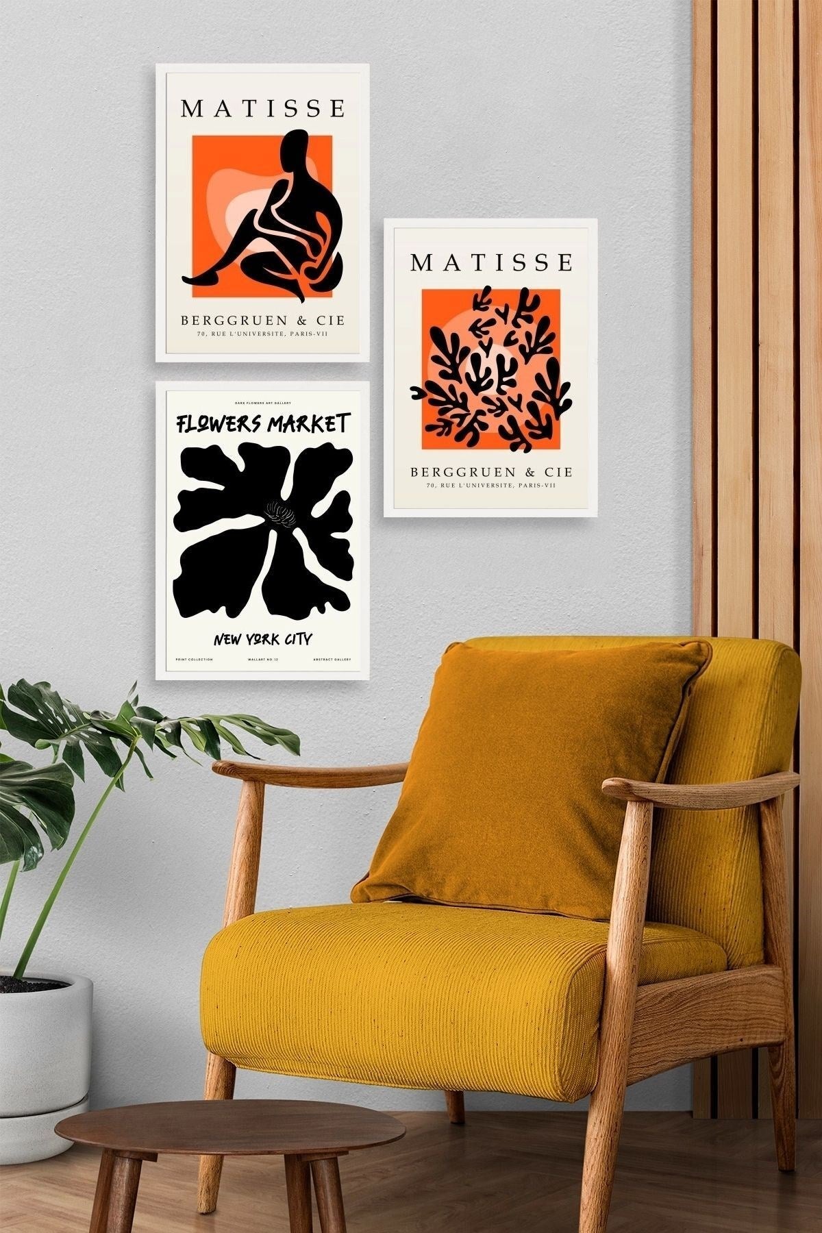 Matisse Üçlü Ahşap Çerçeveli Tablo 23 x 30