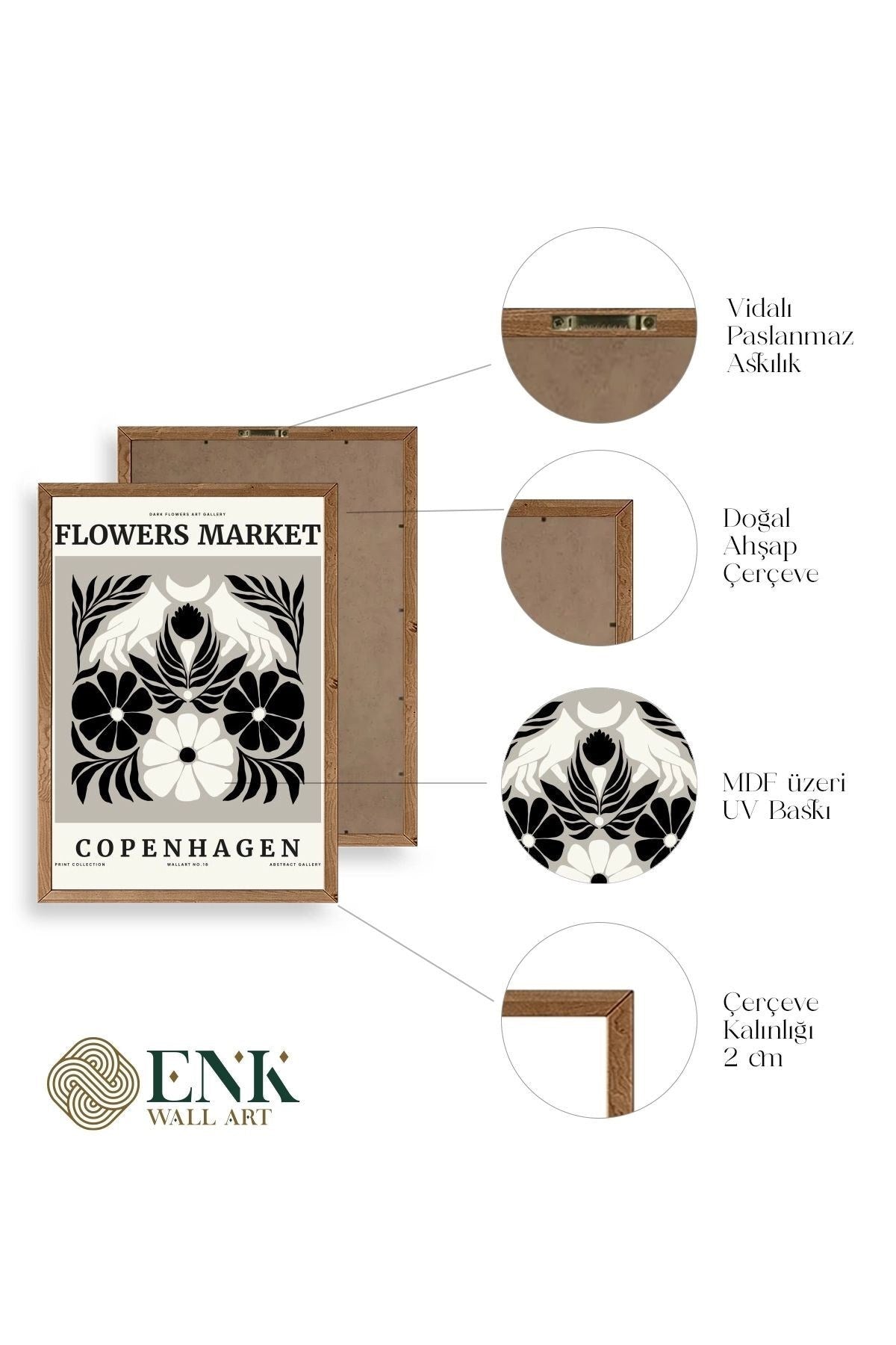 Çiçek Ahşap Çerçeveli Tablo 17 x 23