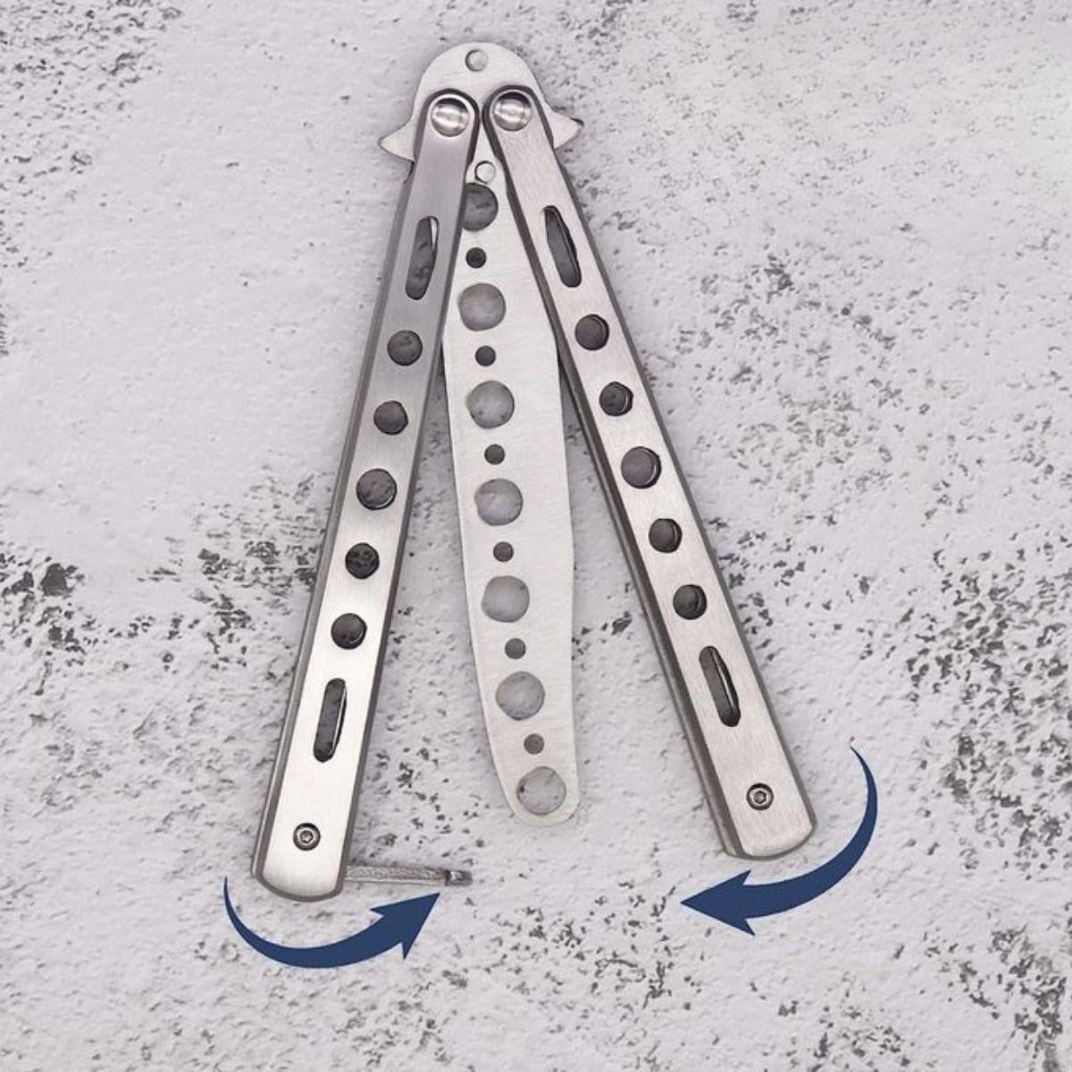 BUFFER® Gri Katlanabilir Paslanmaz Çelik Kelebek Bıçak Tarak Sakal Bıyık Fırçası Profesyonel Saç Kesimi İçin Tarak