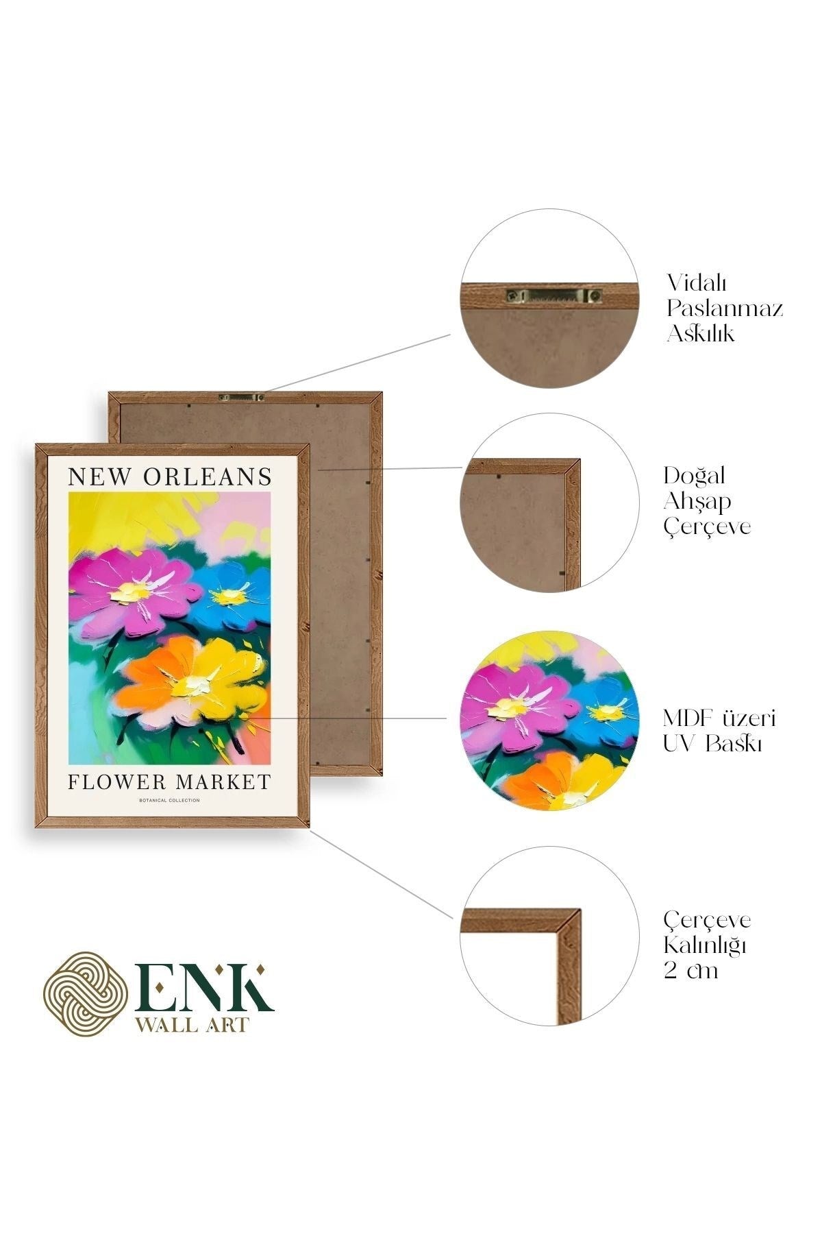 Çiçek Ahşap Çerçeveli Tablo 17 x 23