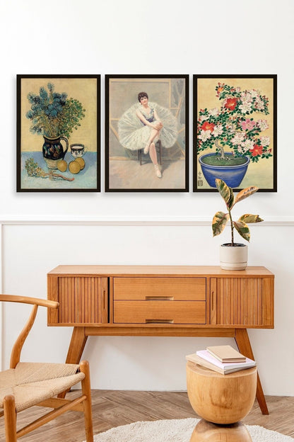 Ünlü Tablolar Üçlü Ahşap Çerçeveli Tablo 40 x 60