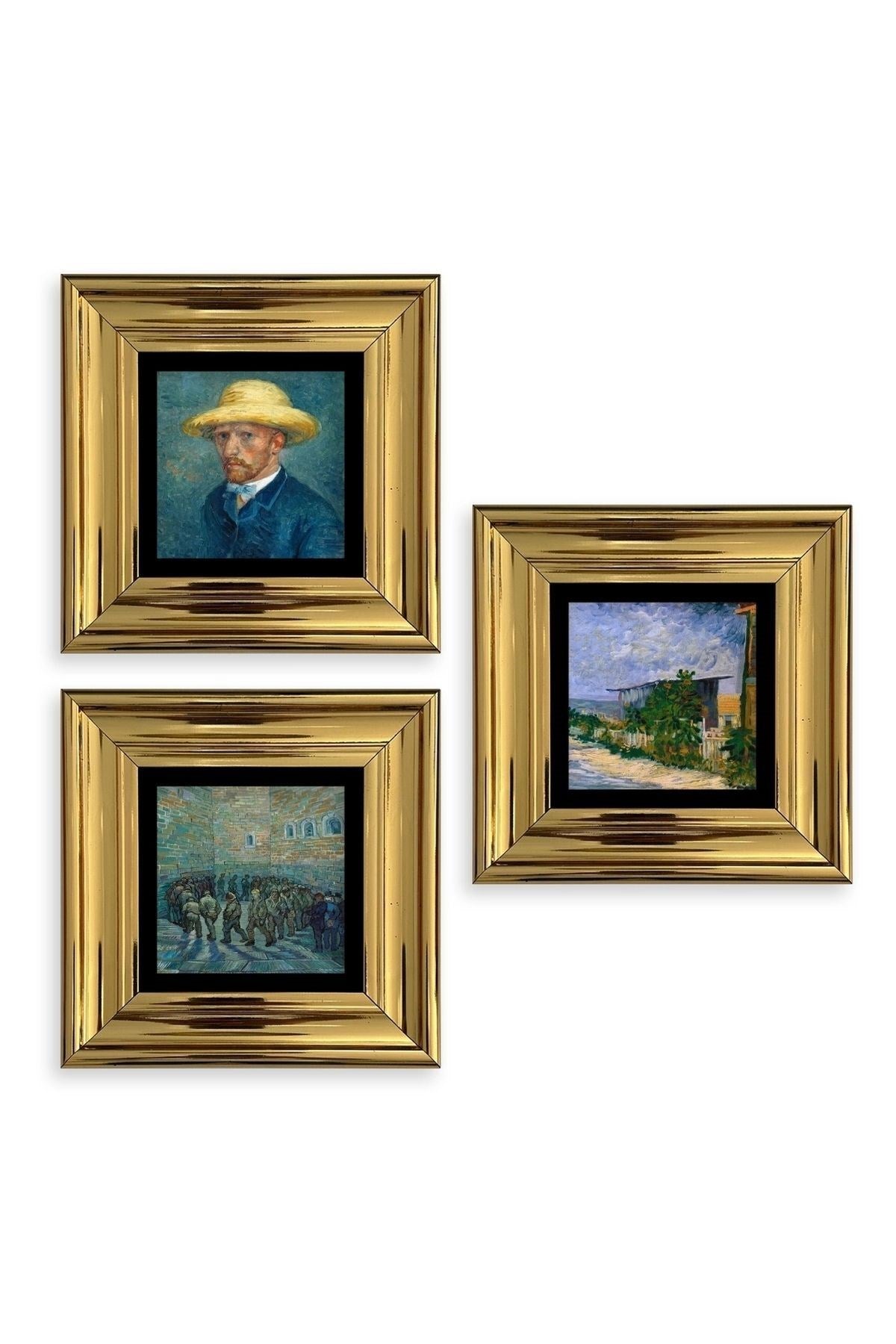 Van Gogh 3 lü Set Çerçeveli Taş Tablo 20 cm