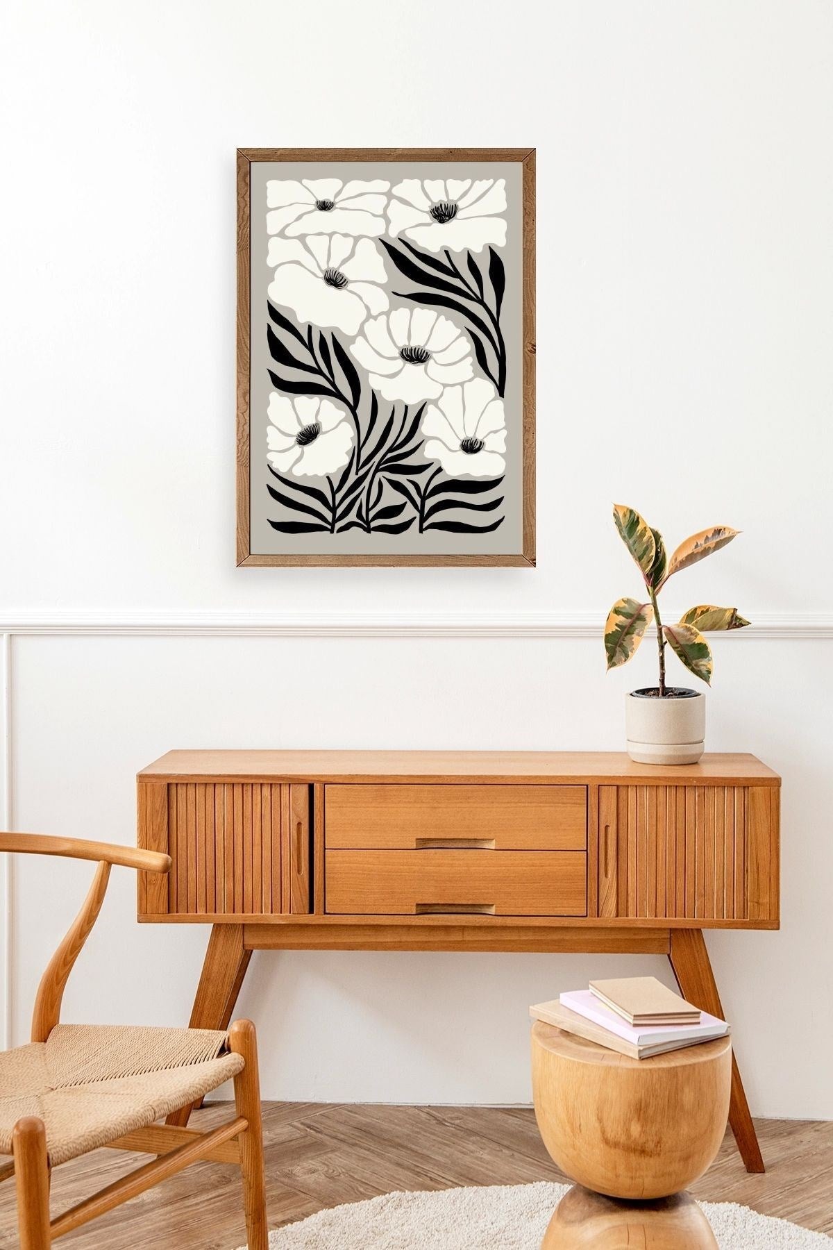 Çiçek Ahşap Çerçeveli Tablo 30 x 42