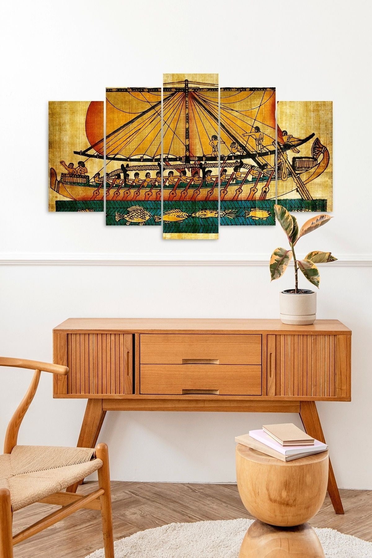 Mısır Yelkenli 5 Parçalı Mdf Tablo 60 x 100