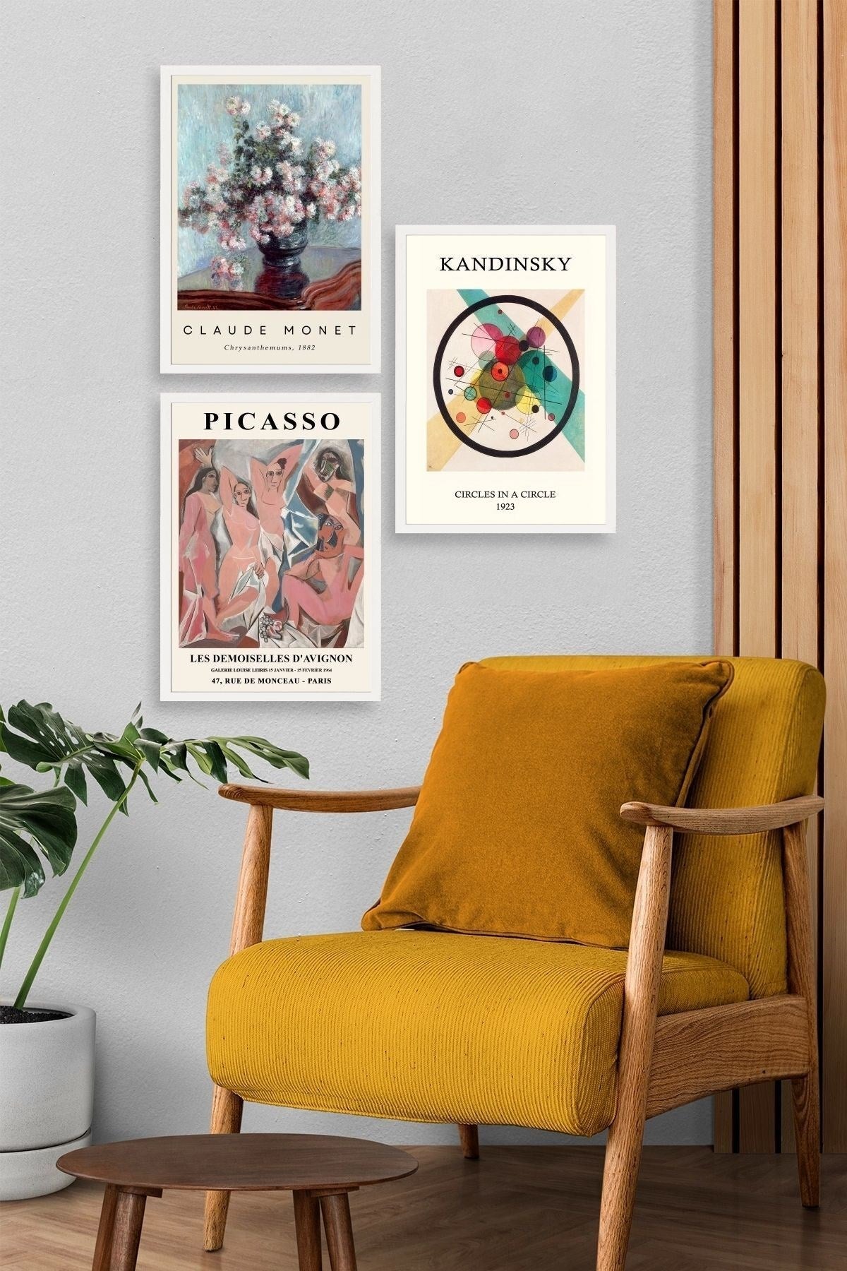 Ünlü Tablolar Üçlü Ahşap Çerçeveli Tablo 30 x 40