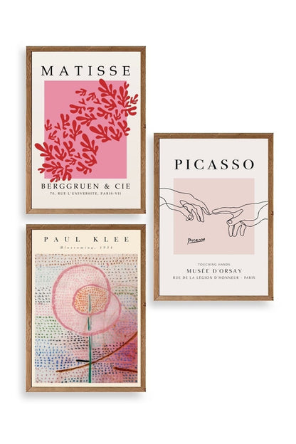 Ünlü Tablolar Üçlü Ahşap Çerçeveli Tablo 50 x 70