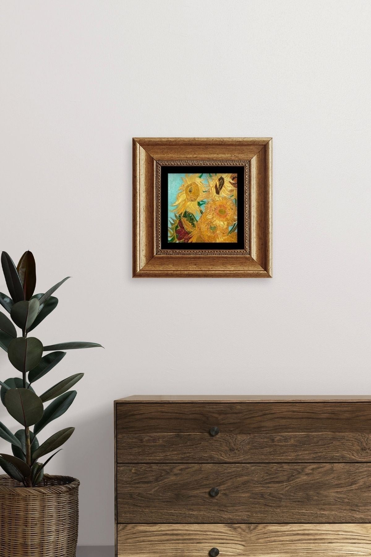 Ayçiçeği Çerçeveli Taş Tablo 20 cm