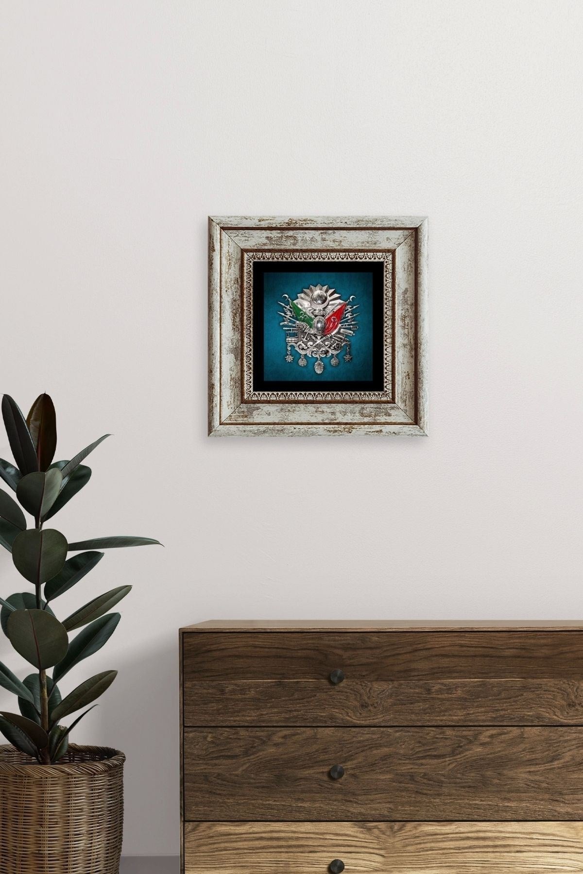 Osmanlı Tuğrası Çerçeveli Taş Tablo 20 cm