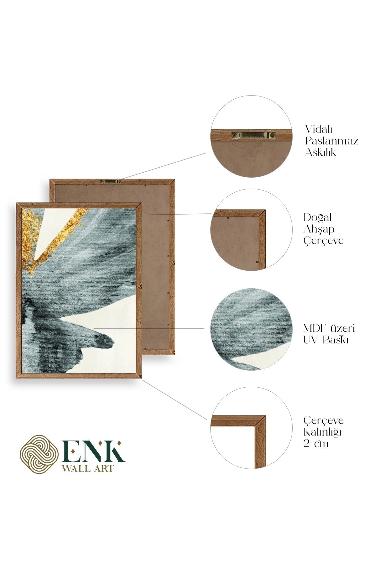 Manzara Üçlü Ahşap Çerçeveli Tablo 50 x 70