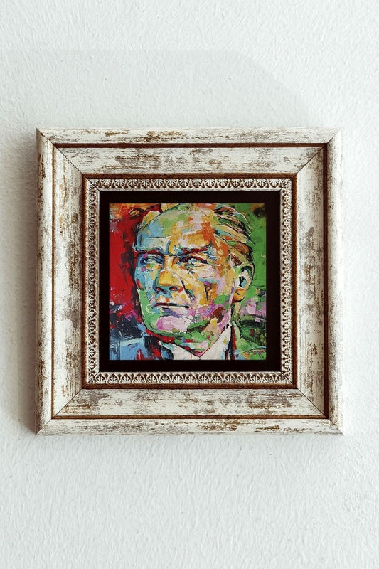 Atatürk Çerçeveli Taş Tablo , Çerçeveli Taş Duvar Dekoru-enkcrcvtbl-00173 20 cm