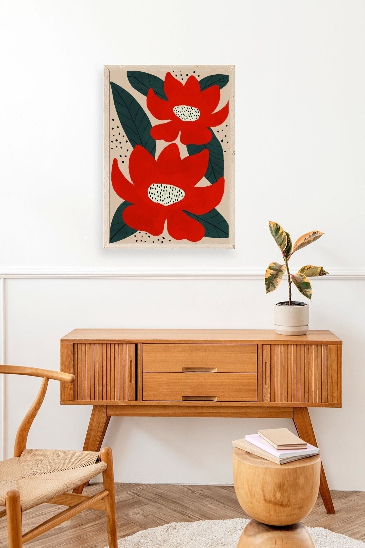 Çiçek Ahşap Çerçeveli Tablo 30 x 42