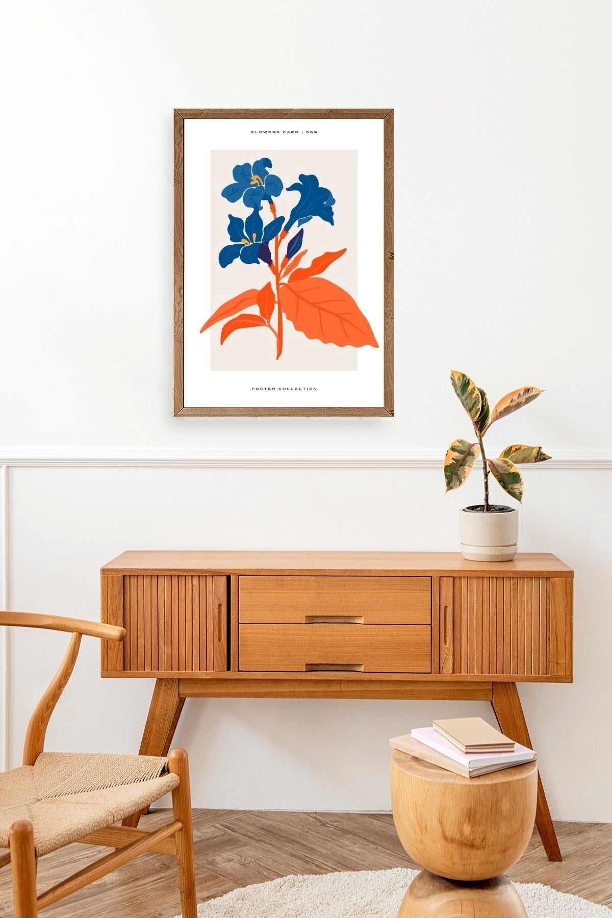 Çiçekler Ahşap Çerçeveli Tablo 30 x 42