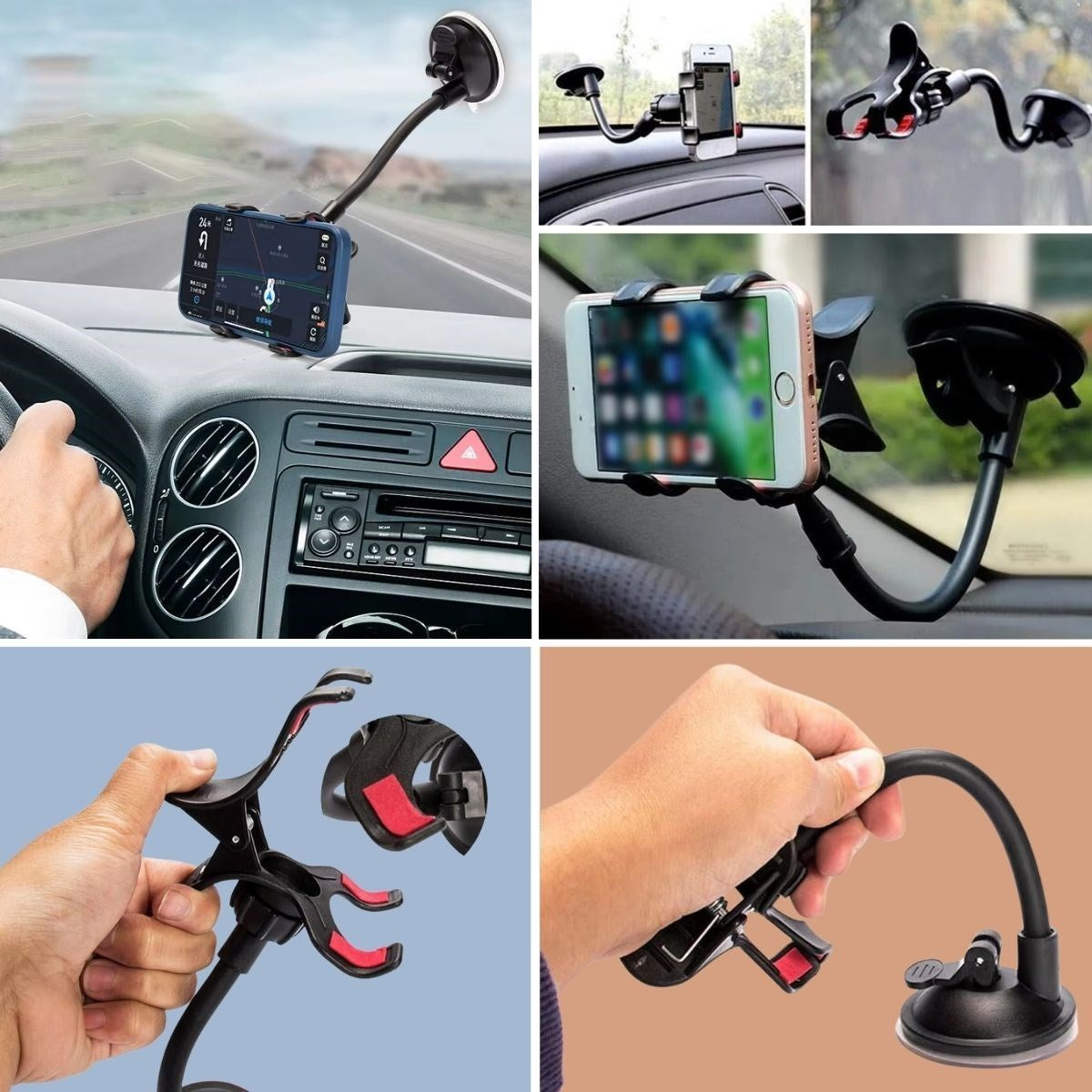 BUFFER® Akrobat Cama Sabitlenen Güçlü Vakumlu 360 Derece Dönen Tüm Modellere Uyan Oto Telefon Tutucu