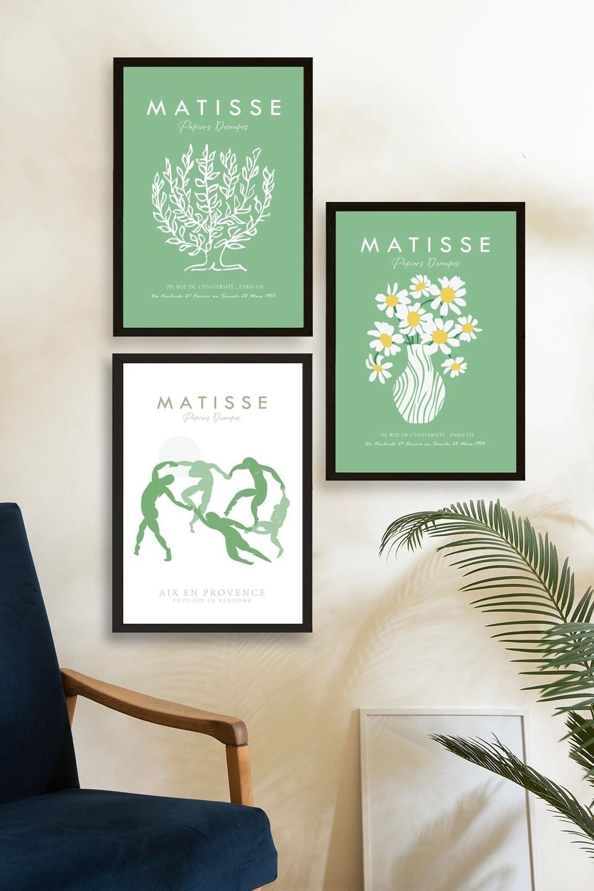 Matisse Üçlü Ahşap Çerçeveli Tablo 40 x 60