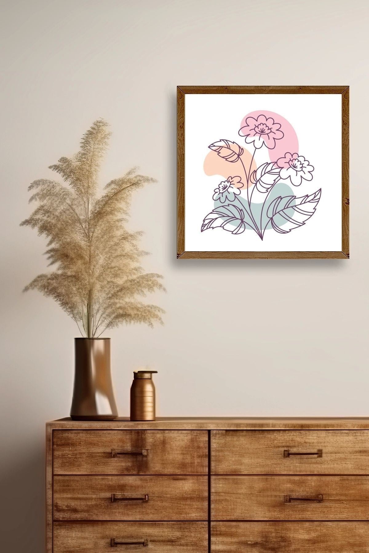 Çiçek Ahşap Çerçeveli Tablo 42 x 42