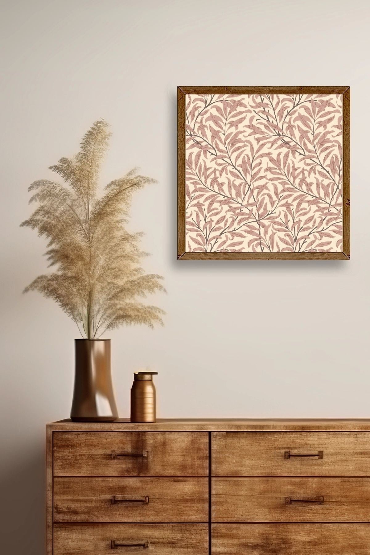 Yaprak Ahşap Çerçeveli Tablo 42 x 42