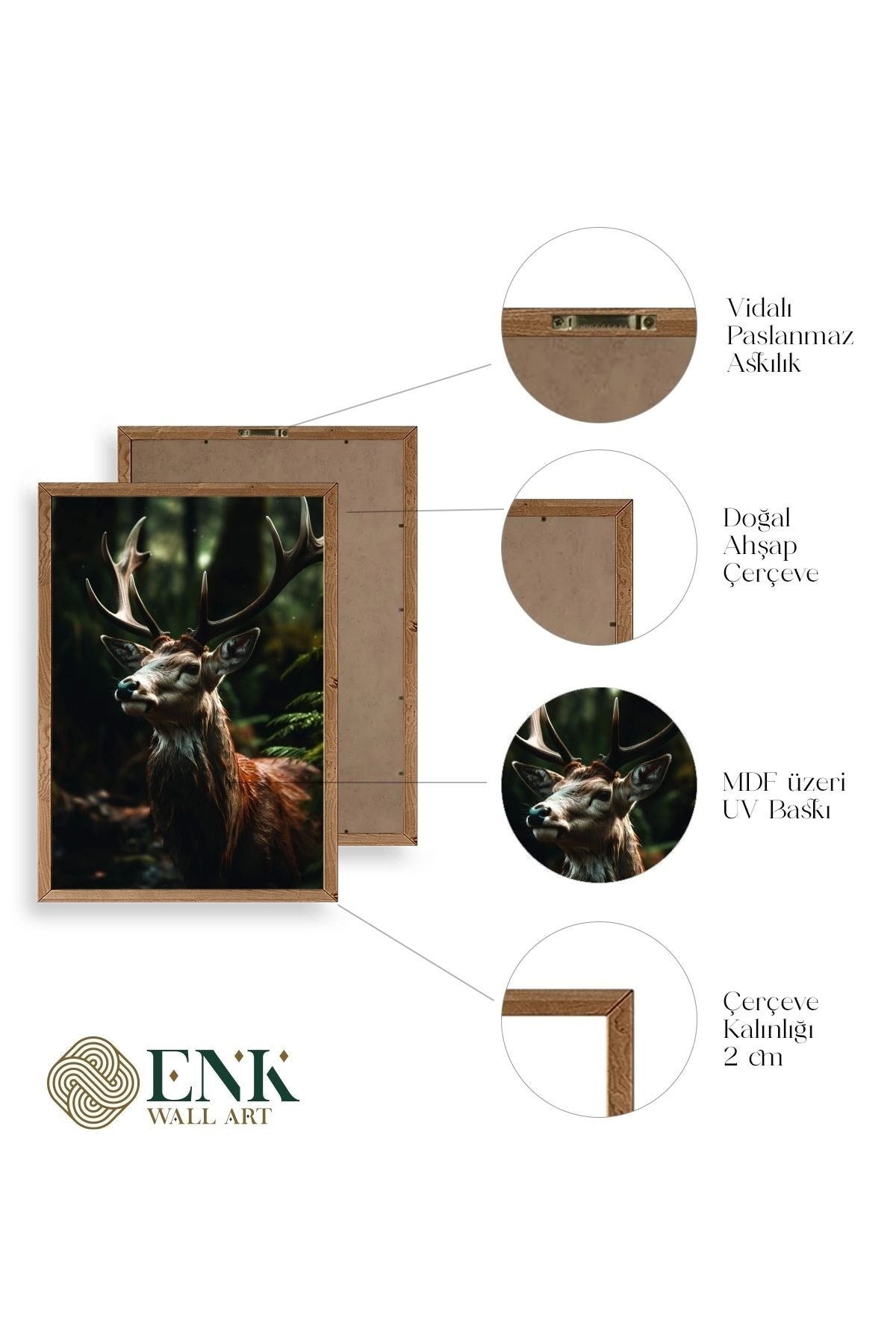 Geyik Ahşap Çerçeveli Tablo 23 x 30