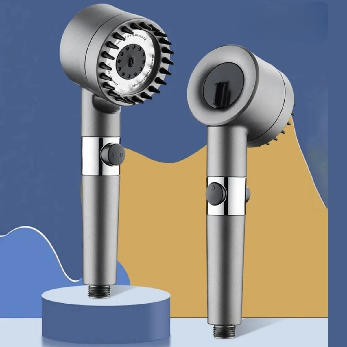 BUFFER® 3 Kademeli Turbo Basınçlı Masaj Başlıklı Silikon Fırçalı Duş Başlığı – Yüksek Basınçlı Su Tasarruflu Duş Başlığı