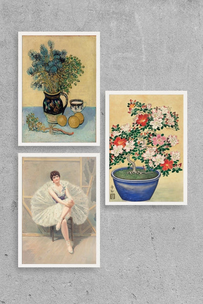 Ünlü Tablolar Üçlü Ahşap Çerçeveli Tablo 23 x 30