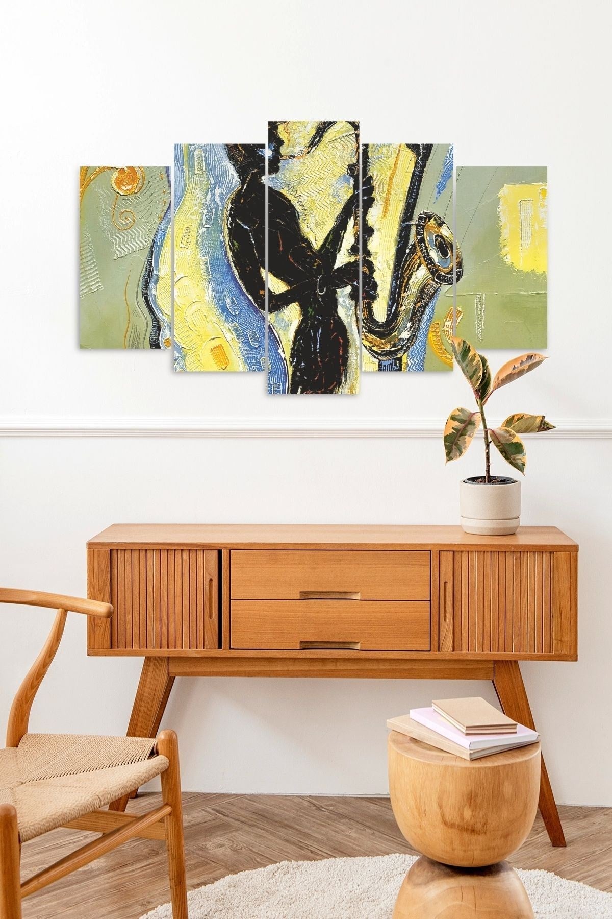 Erkek Müzik 5 Parçalı Mdf Tablo 60 x 100