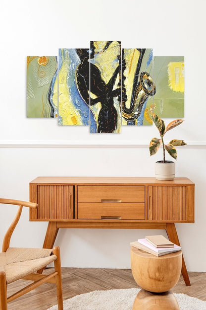 Erkek Müzik 5 Parçalı Mdf Tablo 60 x 100