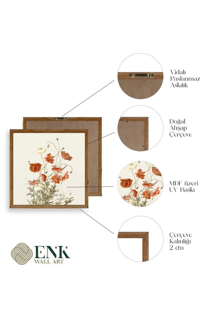 Çiçek Ahşap Çerçeveli Tablo 42 x 42