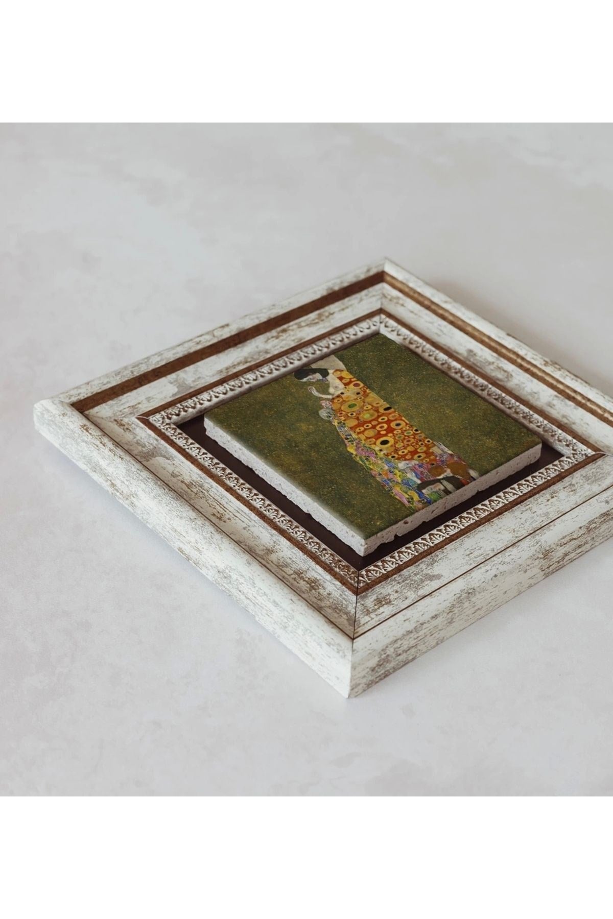 Gustav Klimt Çerçeveli Taş Tablo , Çerçeveli Taş Duvar Dekoru 20 cm