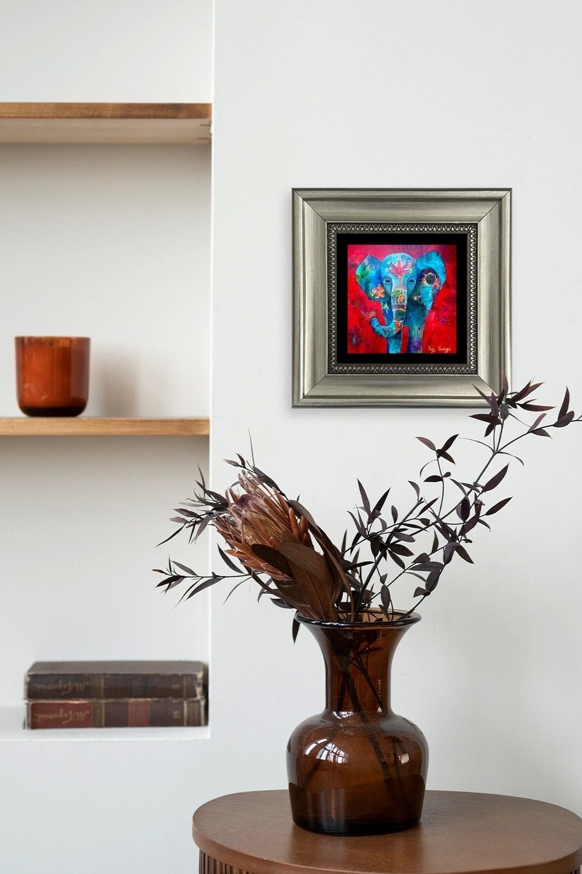 Fil Çerçeveli Taş Tablo 20 cm