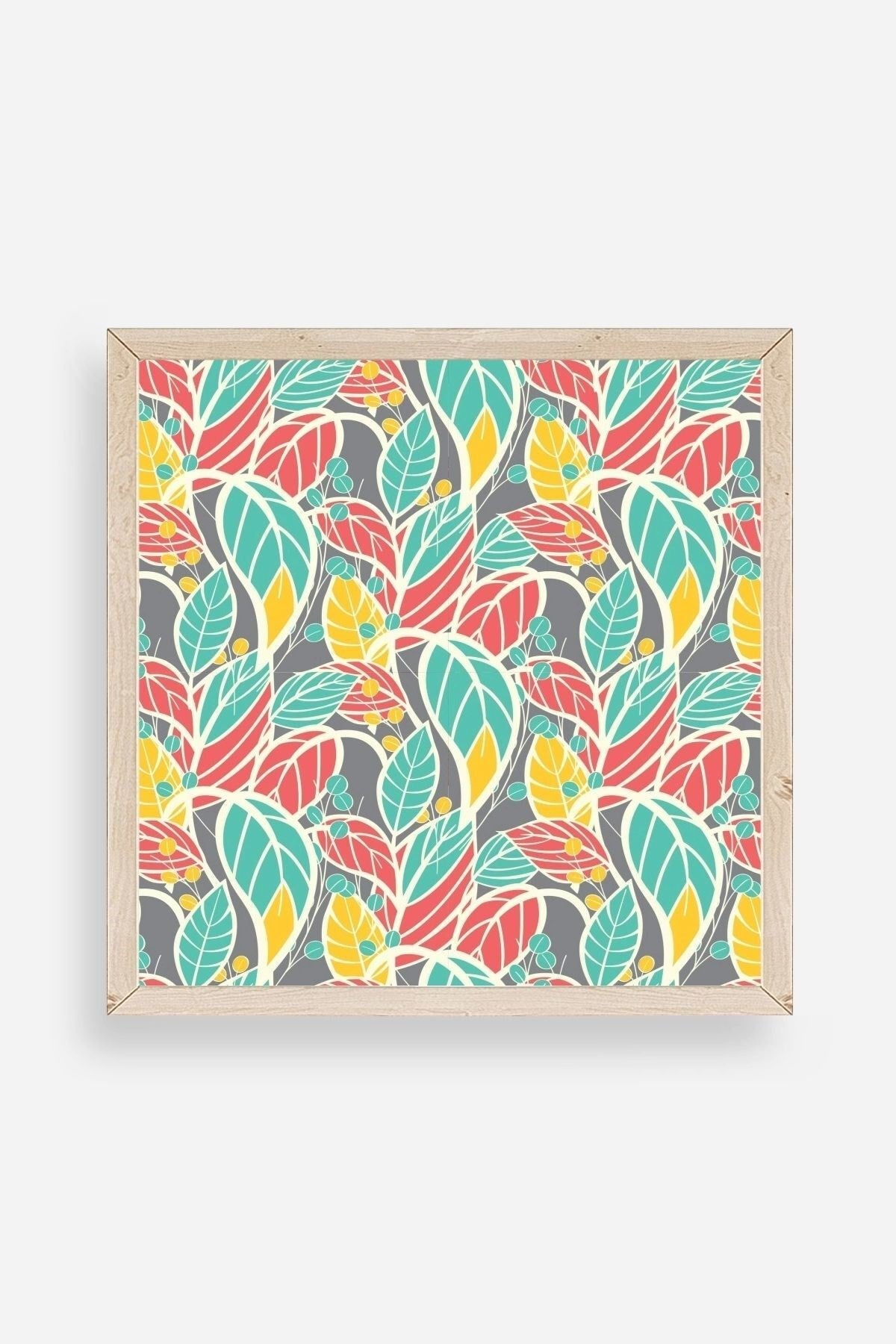 Yaprak Ahşap Çerçeveli Tablo 23 x 23