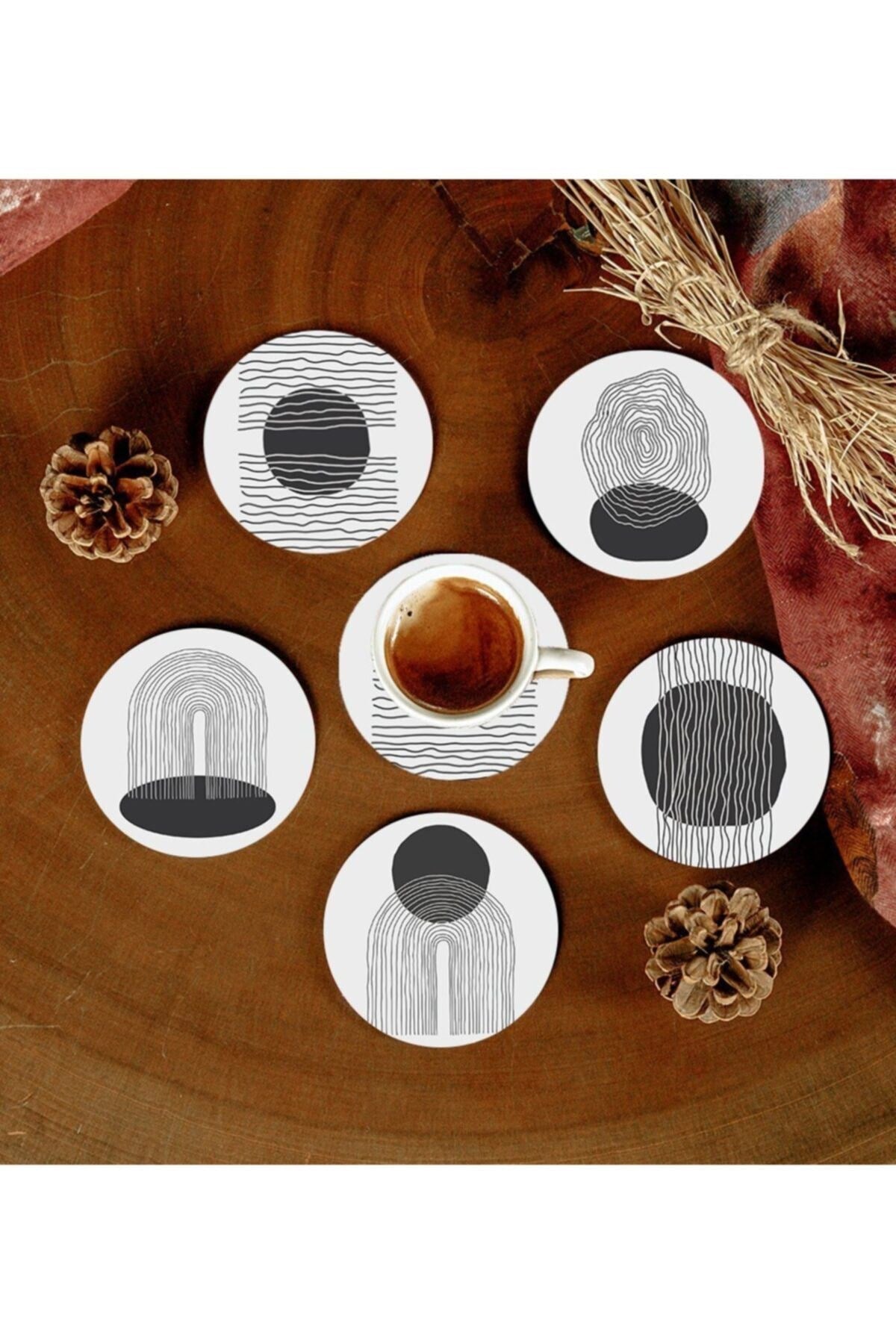 6 Adet Desenli Mdf Bardak Altlığı