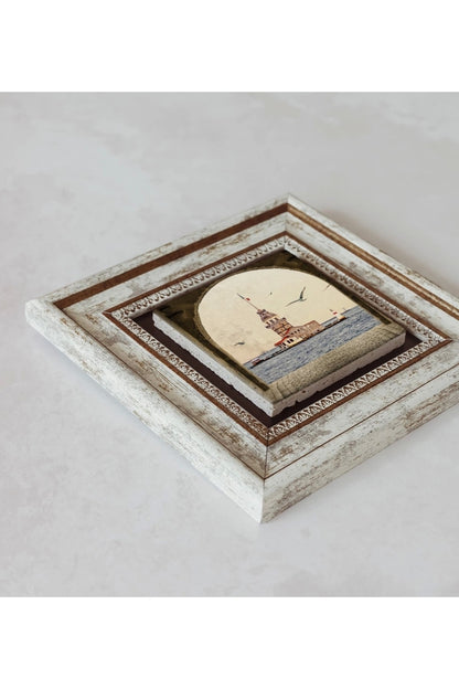 Istanbul Manzaralı Çerçeveli Taş Tablo , Çerçeveli Taş Duvar Dekoru 20 cm