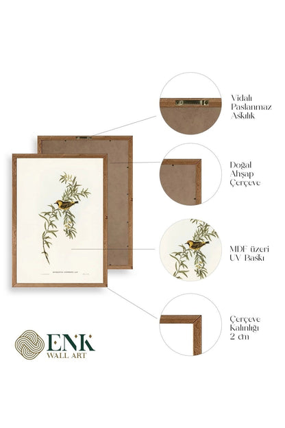 Daldaki Kuş Ahşap Çerçeveli Tablo 50 x 70