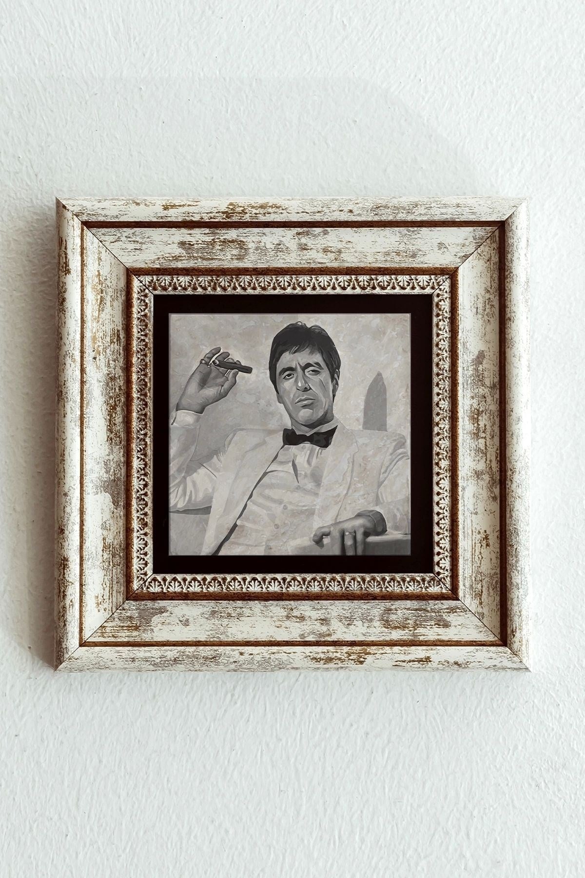 Al Pacino Çerçeveli Taş Tablo , Çerçeveli Taş Duvar Dekoru-enkcrcvtbl-00110 20 cm