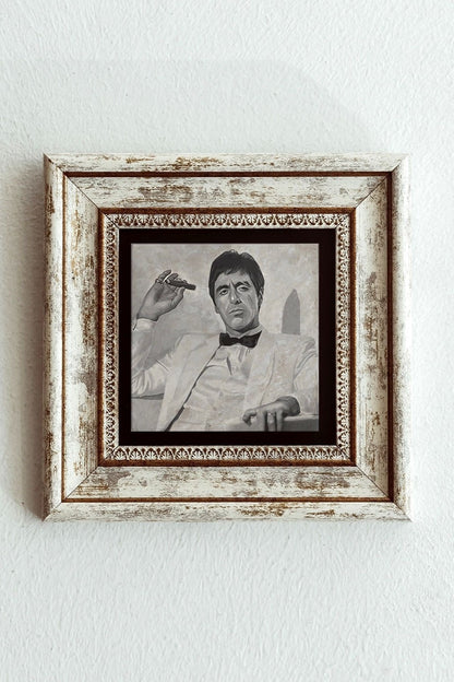 Al Pacino Çerçeveli Taş Tablo , Çerçeveli Taş Duvar Dekoru-enkcrcvtbl-00110 20 cm