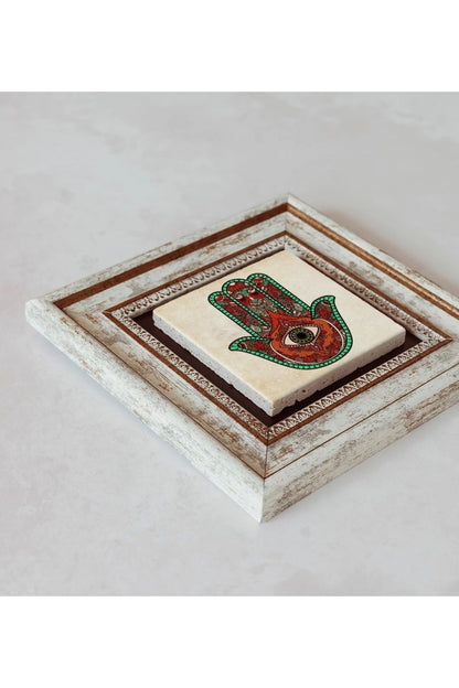 Fatma Ana Eli Çerçeveli Taş Tablo , Çerçeveli Taş Duvar Dekoru 20 cm