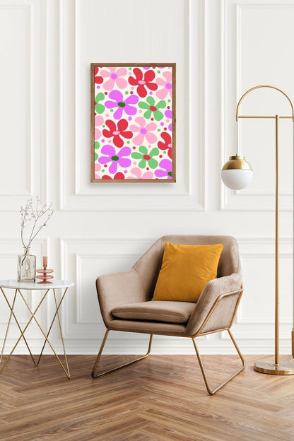 Çiçekler Ahşap Çerçeveli Tablo 30 x 42