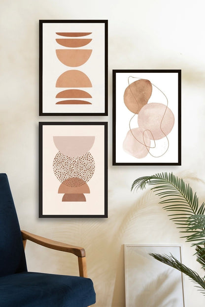Modern Üçlü Ahşap Çerçeveli Tablo 50 x 70