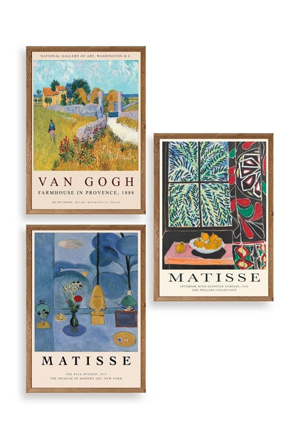 Ünlü Tablolar Üçlü Ahşap Çerçeveli Tablo 40 x 60