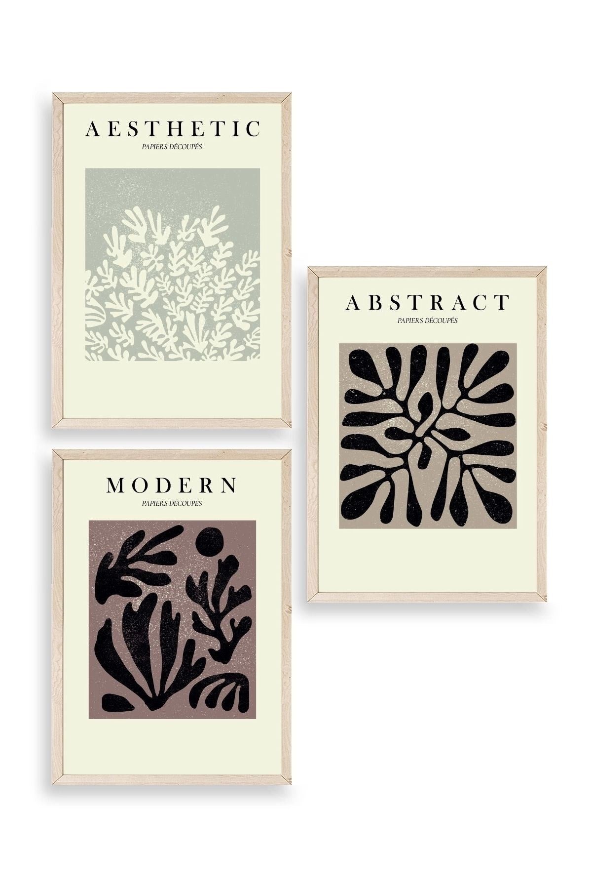 Modern Üçlü Ahşap Çerçeveli Tablo 30 x 40