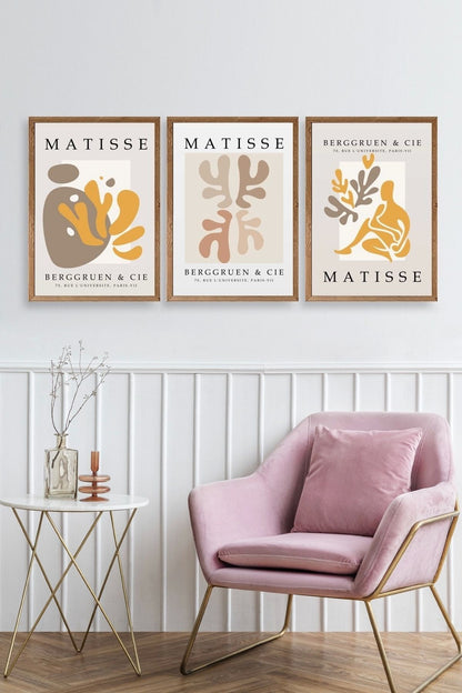 Matisse Üçlü Ahşap Çerçeveli Tablo 30 x 40