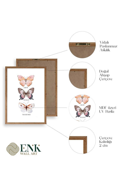Kelebekler Ahşap Çerçeveli Tablo 23 x 30
