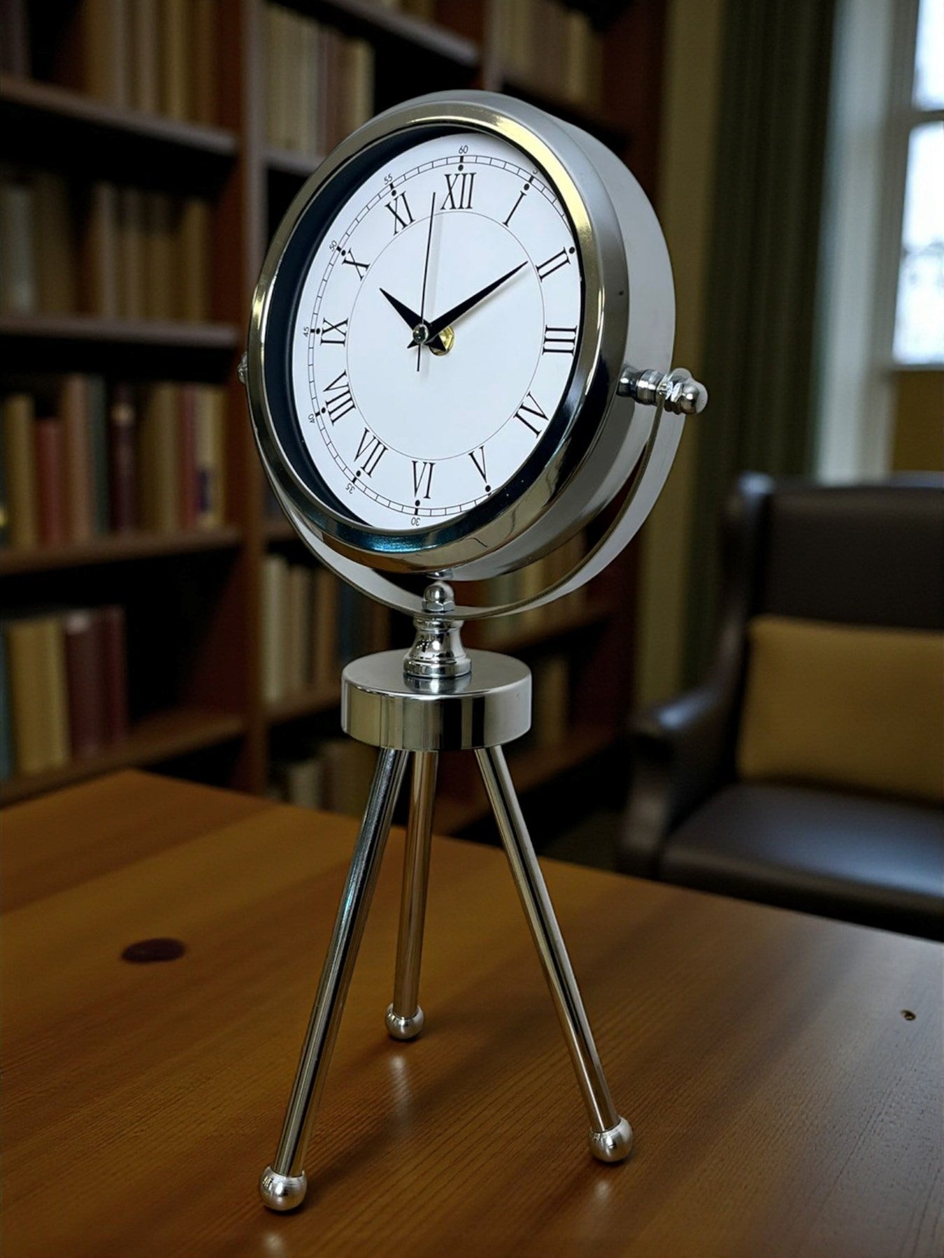 Zentime Krom Şık Üç Ayaklı Masa Saati