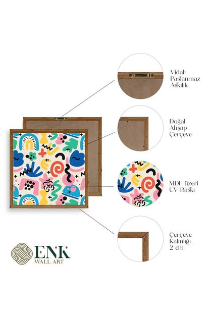 Soyut Ahşap Çerçeveli Tablo 50 x 50