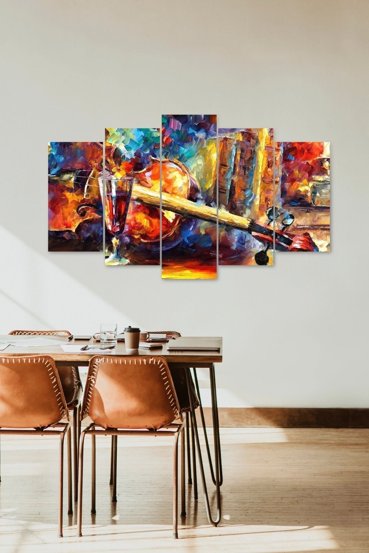 Keman ve Şarap 5 Parçalı Mdf Tablo 60 x 100